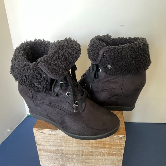 Roxy Paula Black Wedge Cuff Boot - Picture 4 of 11